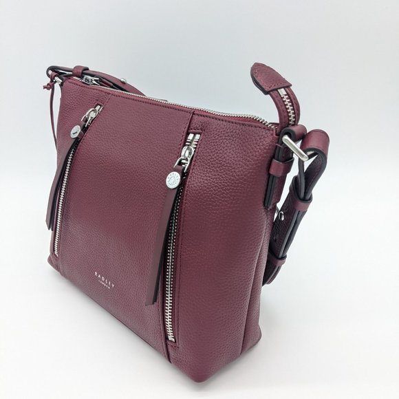 RADLEY Fountain Road leather medium women's crossbody + Dust bag WINE/BURGUNDY - Picture 3 of 9